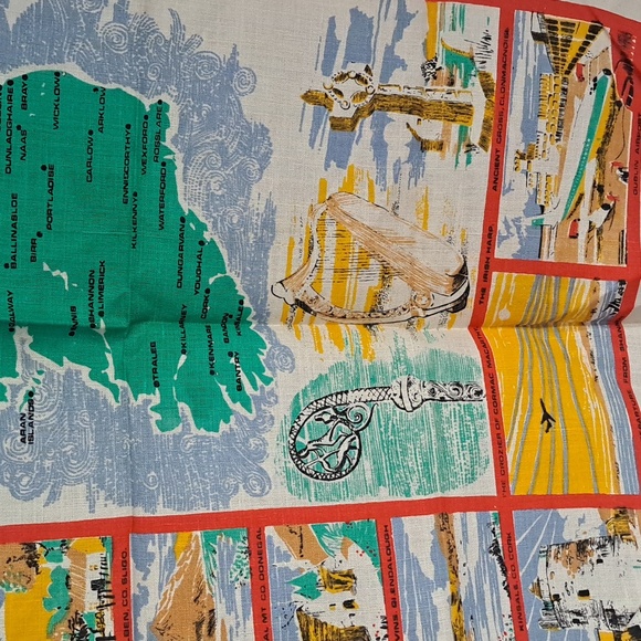 Vintage Irish Linen Map Tea Towel Ireland NWOT 1980 Tapestry - Picture 4 of 7
